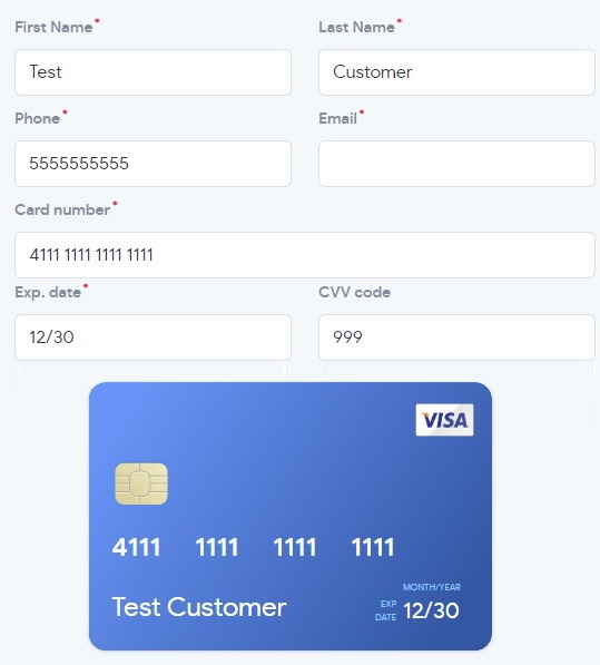 Online payments screenshots